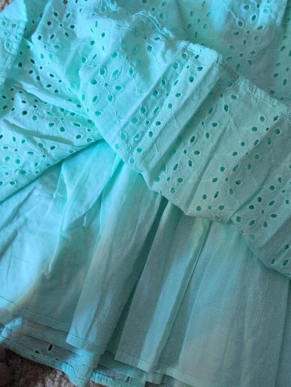 Janie and Jack Mint Eyelet Ruffle Sleeve Dress Seafoam Green Cotton Dress